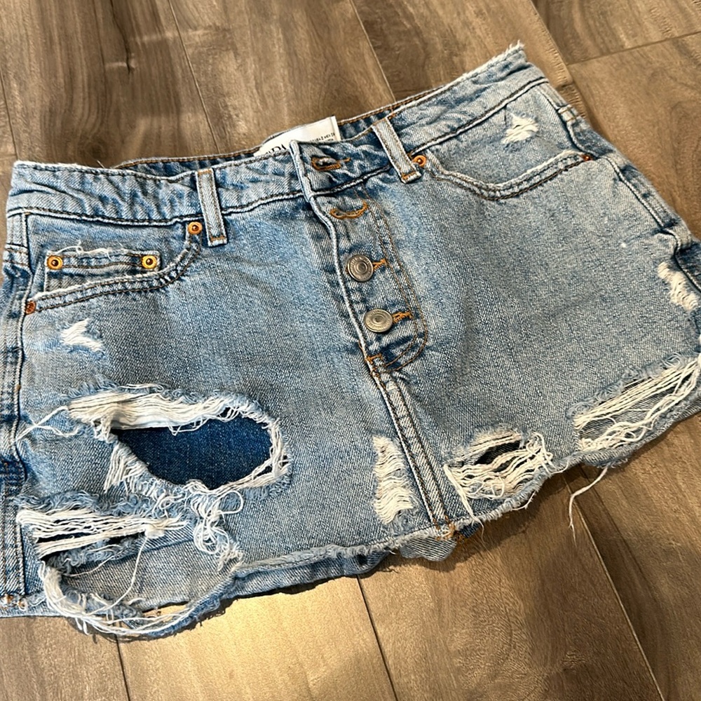 Zara Distressed Denim Skort